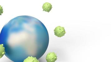 la representación 3d del virus mundial para el contenido de medicamentos. foto