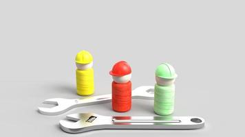 wooden toy and wrench on blue  3d rendering for labour day content photo