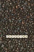 coffee roasted and text wood cube close up image. photo