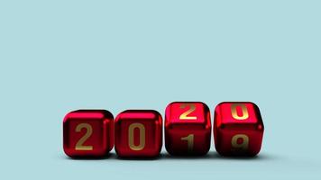 2020 gold number on cubes red Metallic color 3d rendering for new year content. photo