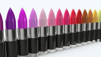 multi colour  lipsticks  3d rendering for cosmetics concept photo