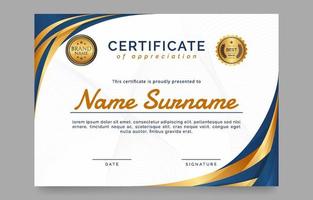 Gradient Dark Blue and Golden Certificate of Appreciation Template vector