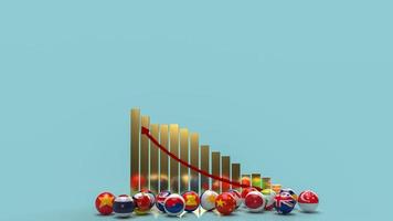 The gold text rcep or Regional Comprehensive Economic Partnership and chart arrow up 3d rendering. photo