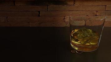 whisky de renderizado 3d en imagen de vidrio. foto