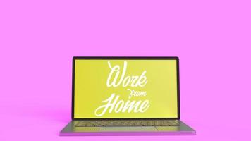 laptop  and text  3d rendering for work from home content. photo