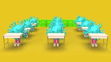 virus siting in the classroom  3d rendering photo