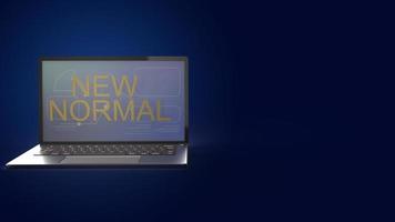 nueva palabra normal en la representación 3d del portátil para contenido empresarial. foto
