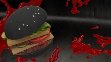 Hamberger  fast food  for food concept 3d rendering. photo