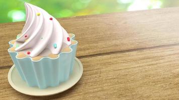 representación 3d de cupcake para contenido de alimentos dulces. foto