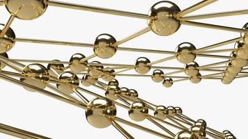 The Abstract design connection design gold  sphere network structure 3d rendering. photo