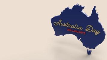 el mapa de australia y la palabra para la representación 3d de contenido de vacaciones. foto