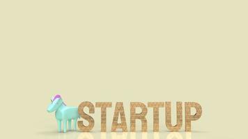 The blue unicorn and gold word for symbol startup business 3d rendering photo