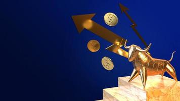 bull  gold 3d rendering for business content. photo