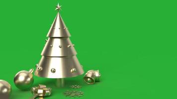 Bronze Christmas tree on green background 3d rendering for holiday content. photo