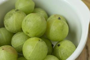 The Indian Gooseberry or Phyllanthus emblica image close up for background. photo