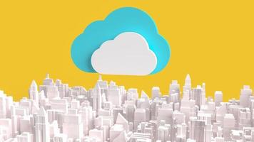 la nube en la ciudad para la representación 3d de contenido de red de tecnología