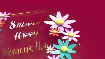 flowers and gold 3d rendering for women day content. photo