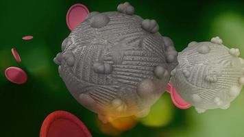 The virus in green dark tone 3d rendering for  medicine  and  healthcare content. photo