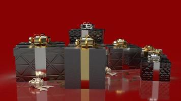 The  gift boxes on red background for shopping content 3d rendering. photo