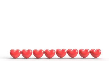 representación 3d de corazón rojo en blanco para contenido de San Valentín. foto