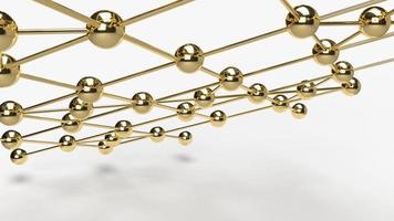 The Abstract design connection design gold  sphere network structure 3d rendering. photo