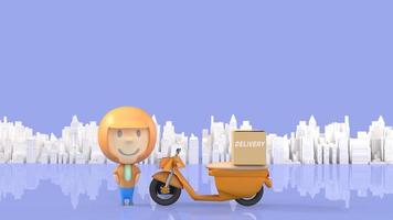 man and  bike delivery 3d rendering for  transport  content. photo