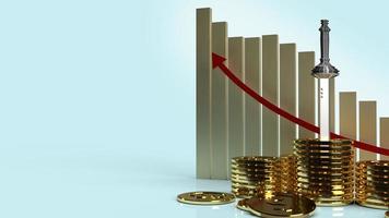 sword in gold coins and chart for business content 3d rendering. photo