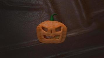 The jack o lantern  on cow leather  background for halloween content 3d rendering. photo