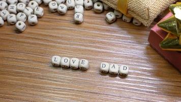 Father Day celebration on wood background top view photo