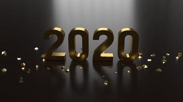 Representación 3d Número de oro 2020 para el concepto de año nuevo. foto