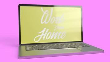 laptop  and text  3d rendering for work from home content. photo