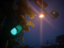 street traffic light in the morning time. photo