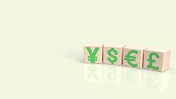 The money symbol on wood cube for business concept 3d rendering photo