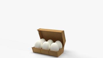 eggs in paper box on white background 3d rendering for food content. photo