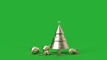 árbol de navidad de bronce sobre fondo verde representación 3d para contenido de vacaciones. foto