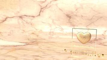 gold  heart and gold Fram on marble background 3d rendering for Valentine's Day content. photo