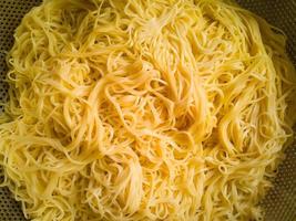 The noodles for cooking Ramen is a Japanese dish image close up. photo
