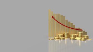 el gráfico de oro y el grupo de monedas para la representación 3d de contenido empresarial. foto