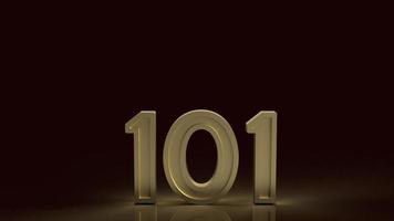 101 gold number 3d rendering  in the dark symbol for beginner concept photo