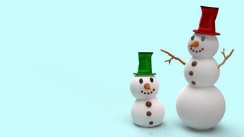 snowman on blue background for Christmas content 3d rendering. photo