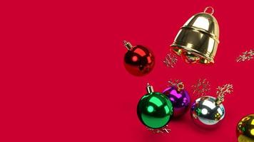 bola de navidad y campana de oro renderizado 3d para contenido de vacaciones. foto