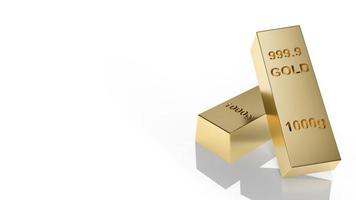 gold bar on white background 3d rendering photo