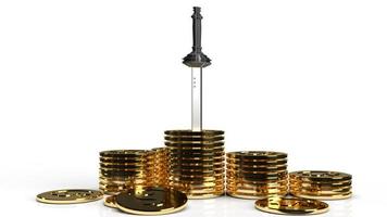 sword in gold coins for business content 3d rendering. photo