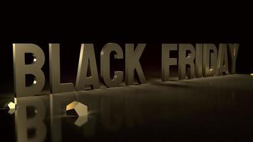 texto de oro de viernes negro sobre fondo negro para la representación 3d de contenido de compras. foto