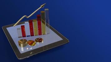tablet  and chart  3d rendering for business content. photo