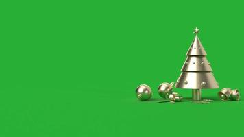 Bronze Christmas tree on green background 3d rendering for holiday content. photo