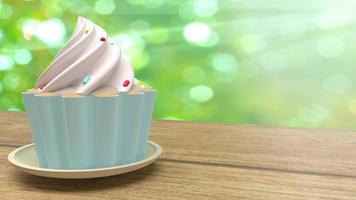 cupcake  3d rendering for sweet food content. photo