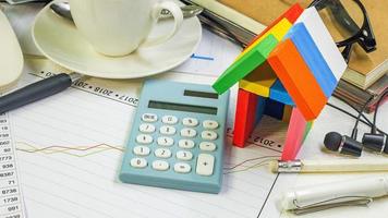 A Home toy on business work table close up image. photo