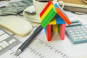 A Home toy on business work table close up image. photo