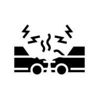 coches accidente glifo icono vector ilustración